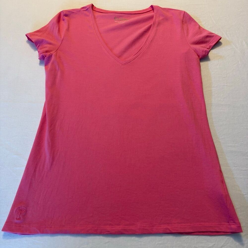 Lilly Pulitzer | Pink Pima Cotton V-Neck Tee Shirt | Women’s Small